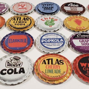 50 Flattened Vintage Soda Bottle Caps No defects Assorted Bottle Caps Bulk Flattened Bottle Caps No Repeats