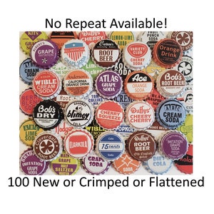 100 Vintage Soda Bottle Caps No defects Assorted Bottle Caps Bulk Flattened Bottle Caps