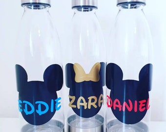 Personalised Disney Style Cold Water Flask Bottle 500ml Any Name - Rose Gold Drink Disneyland Birthday Work Outdoor Wedding School College