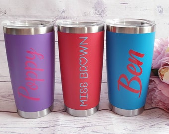 Personalised Stainless Steel Double Walled 600ml Christmas Tea Travel Mug Drinks Coffee Outdoor Birthday Present Hot Cold Teacher Mens Gift