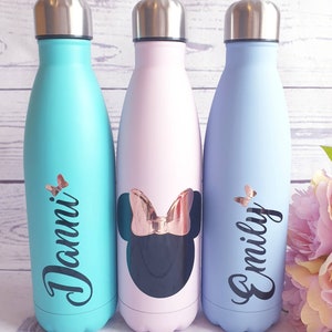 Personalised Disney Style Hot & Cold Water Flask Bottle 500ml Any Name - Rose Gold Drink Flask Birthday Work Outdoor Wedding Gift Bag