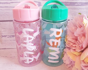 Personalised Children's 400ml Water Bottle BPA Free Any Name Birthday Gift School Nursery Group Travelling Present Easter Party Holiday