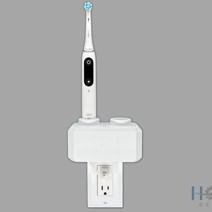 Electric Toothbrush Holder, Oral B iO7 and up, 2x, Bathroom Counter Organizer, Wall Mount