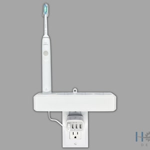 Electric Toothbrush Holder, Philips Sonicare NEW STYLE USB plug, 4x, Bathroom Counter Organizer, Wall Mount