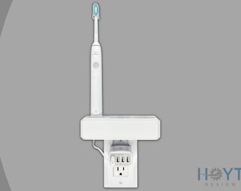 Electric Toothbrush Holder, Philips Sonicare NEW STYLE USB plug, 3x, Bathroom Counter Organizer, Wall Mount