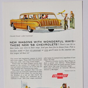 Annonce voiture 1958 Chevrolet Station Wagon (General Motors Company Classic Photo Publicité Pièces Brochure Retro Dealer American Classic Chevy)