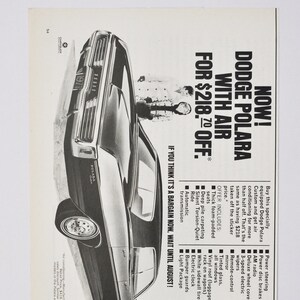 Car Ad 1971 Dodge Polara (Chrysler luxury motorcar classic, brochure, photo, american old, advertisement, retro, dealer dealership american)