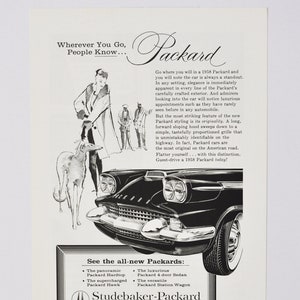 Car Ad 1958 Studebaker Packard (classic, car, dealer, auto, automobile old advertisement ad dealership photo)
