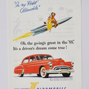 Auto-Werbung 1950 Oldsmobile 88 (allgemeines Werbung-Broschüre altes Foto Werbeprospekt Retro Händler Autohaus 1988)