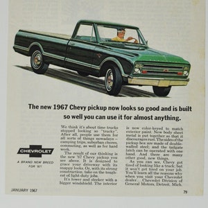 Auto Anzeige 1967 Chevvvv Chevy Pick-up (allgemeine Motor-Firma klassische alte Foto-Werbung Broschüre Poster Teile USA Chevy Händler US Truck)