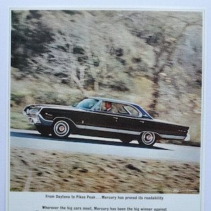 Grande pubblicità per auto Mercury del 1964 (Ford Motor Company, vecchia foto classica, pubblicità, brochure stampata, concessionario USA, Breezeway Design Park Lane)