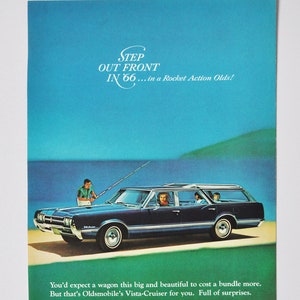 Auto Anzeige 1966 Oldsmobile View Cruiser (allgemeines altes Foto Werbeprospekt Retro Händler Autohaus Klassiker von General Motors Company)