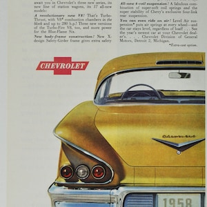 Auto Anzeige 1958 Chevovv Impala Jubiläum Gold (general Motors Company classic altes Foto Werbebroschüre Poster Teile Chevy Händler uns)