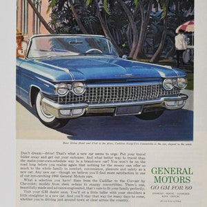 Auto Anzeige 1960 Cadillac Sixty-Two Cabriolet (motors company classic altes Foto Werbebroschüre Poster Teilefoto original GM US Auto)
