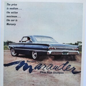 Grote autoadvertentie 1964 Mercury Marauder (ford Motor Company klassieke oude fotoadvertentie onderdelen gedrukte brochure dealer Amerikaanse komeetmeteoor)