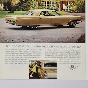 Auto-Werbung 1964 Cadillac (Motors Company Classic altes Foto Werbebroschüre Poster Händler Autohaus Teilefoto Original GM US Auto USA)