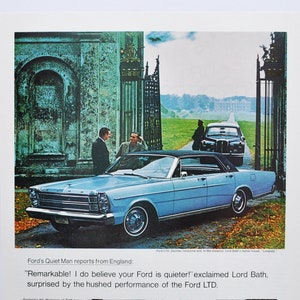 Grote autoadvertentie 1966 Ford LTD (autobedrijf klassieke oude fotoadvertentie onderdelen gedrukte brochure dealer dealer auto luxe limousine)
