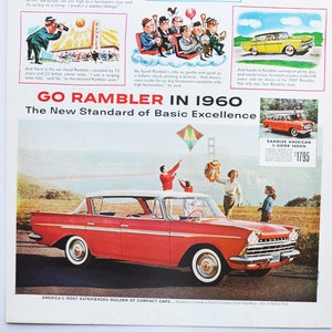 Grande pubblicità per auto 1960 Rambler Cross Country Club Hardtop (American Motors Classic, vecchia foto, pubblicità, stampa, poster, brochure, concessionario classico)