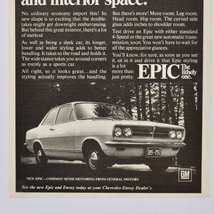 Publicité pour une voiture GM Epic (voiture classique de luxe, vieille photo, brochure, pièces détachées, rétro, concessionnaire, chevrolet, envoyé américain, classique)
