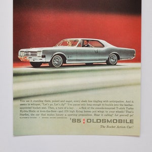 Auto-Werbung 1965 Oldsmobile Starfire (label altes Foto Werbeprospekt Retro Autohaus Autohaus Autohaus Ninety Eight 98)