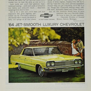 Auto Anzeige 1964 Chevovlet Impala Sport Sedan (general Motors company klassisches altes Foto Werbebroschüre Posterteile usa Auto Chevy US)