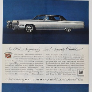 Auto Anzeige 1967 Cadillac Eldorado (motors company classic altes Foto-Werbebroschüre Poster Autohaus-Teilefoto Original GM US)