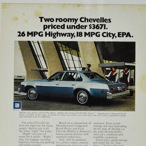 Auto-Werbung 1976 Chevelle Chevelle Malibu (general Motors Company klassisches altes Foto Werbebroschüre Plakat Teilehändler Autohaus Chevy)