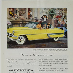 Auto Werbung Chevovlet Bel Air Sportcoupé (general Motors Company Klassiker altes Foto Werbebroschüre Posterteile USA Auto Chevy Händler US)