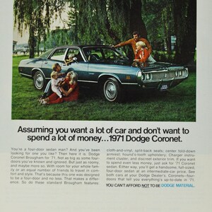 Auto-Werbung 1971 Dodge Coronet (motor company classic altes Foto-Werbe-Teile-Print-Broschüre Autohaus Amerika Chrysler USA Auto)