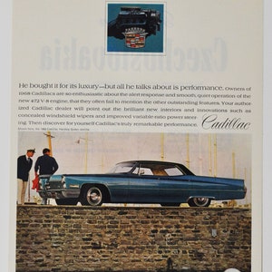 Annuncio di un'auto del 1968 Cadillac Hardtop Sedan deVille (vecchia foto classica dell'azienda di motori, brochure pubblicitaria, poster, parti, foto originale GM US auto)