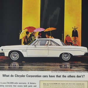 Grote autoadvertentie 1964 Dodge Polara 500 (autobedrijf klassieke oude fotoadvertentie onderdelen gedrukte brochure dealer dealerschap amerikaanse usa auto)