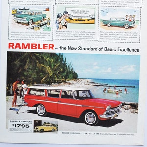 Großes Auto Werbung 1960 Rambler Cross Country Wagon (american Motors classic alte Foto Werbung Print Poster Broschüre Klassiker Händlerauto)