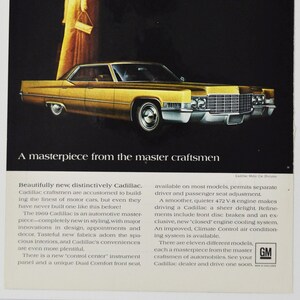 Auto Anzeige 1969 Cadillac (motors company classic altes Foto Werbebroschüre Poster Händler Autohaus Teilefoto Original GM US Amerikaner)