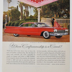 Auto Anzeige 1960 Cadillac (motors company classic altes Foto Werbebroschüre Plakat Händler Autohaus Teilefoto Original GM US Auto USA)