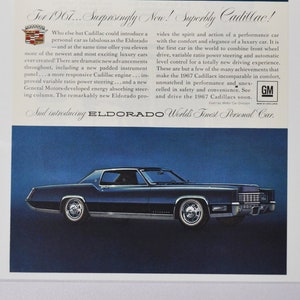 Auto Anzeige 1967 Cadillac Eldorado (motors company classic altes Foto-Werbebroschüre Poster Autohaus-Teilefoto Original GM US)