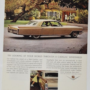 Auto-Werbung 1964 Cadillac (Motors Company Classic altes Foto Werbebroschüre Poster Händler Autohaus Teilefoto Original GM US Auto USA)
