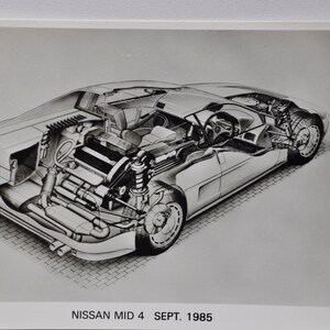 Foto 1985 Nissan MID 4 (autopers foto foto motorbedrijf luxe dealer verkoop brochure print poster Japanse prototype concept)