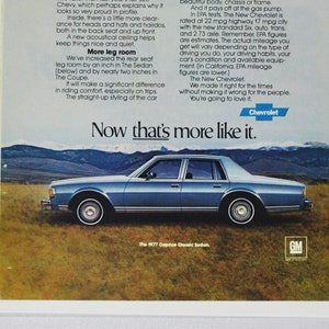 Auto Anzeige 1977 Chevrolet Caprice Classic Sedan (allgemeine Motor-Firma klassisches Foto altes Foto-Werbebroschüre Plakat-Teilehändler Autohaus)