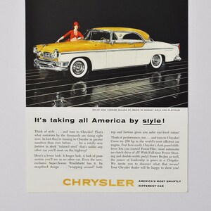 Chrysler Car Ad - Vintage Original (Chrysler New Yorker Deluxe, Klassiker, altes Auto, Werbung, Retro, amerikanisch, Luxus, Automobil, Chrysler Car Ad