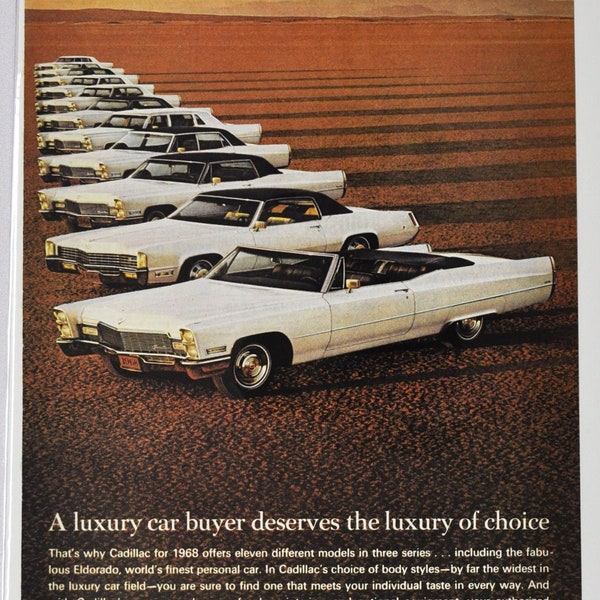 Car Ad 1968 Cadillac Lineup (motors company classic old photo advertisement brochure poster dealer dealership parts photo original GM US)