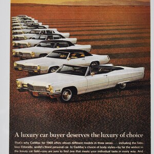 Auto Anzeige 1968 Cadillac Lineup (motors company classic altes Foto-Werbebroschüre Poster Autohaus-Teilefoto Original GM US)