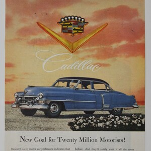 Auto Ad Cadillac (Motoren Firma Klassiker altes Foto Werbebroschüre Poster Händler Autohaus Teile Foto Original GM US Auto American)