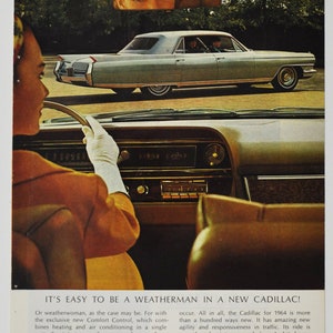 Auto-Werbung 1964 Cadillac (Motors Company Classic altes Foto Werbebroschüre Poster Händler Autohaus Teilefoto Original GM US Auto USA)