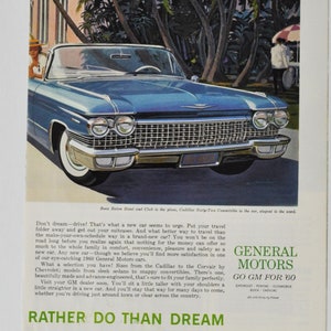 Auto Anzeige 1960 Cadillac Sixty-Two Cabriolet (motors company classic altes Foto Werbebroschüre Poster Teilefoto original GM US Auto)