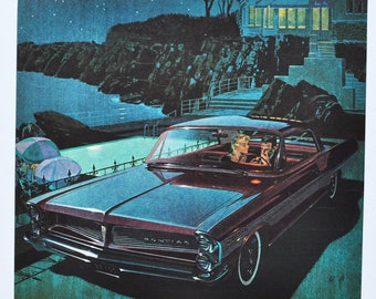 Large Car Ad 1963 Puntariac (GM General Motors Company klassisches altes Foto-Werbeteile-Druckbroschüre Autohaus US Auto Amerika)