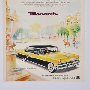 Auto-Werbung 1956 Ford Monarch (Ford Motor Car Company Classic altes Foto Werbebroschüre Retro Händler Autohaus Classic American Auto)