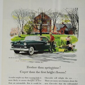 Auto Werbung Chevovlet Bel Air Sport Coupé (general Motors Firma Klassiker altes Foto Werbebroschüre Plakat Teilehändler Autohaus USA)
