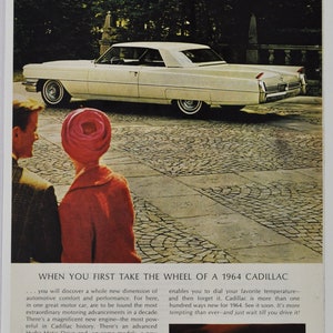 Auto-Werbung 1964 Cadillac (Motors Company Classic altes Foto Werbebroschüre Poster Händler Autohaus Teilefoto Original GM US Auto USA)