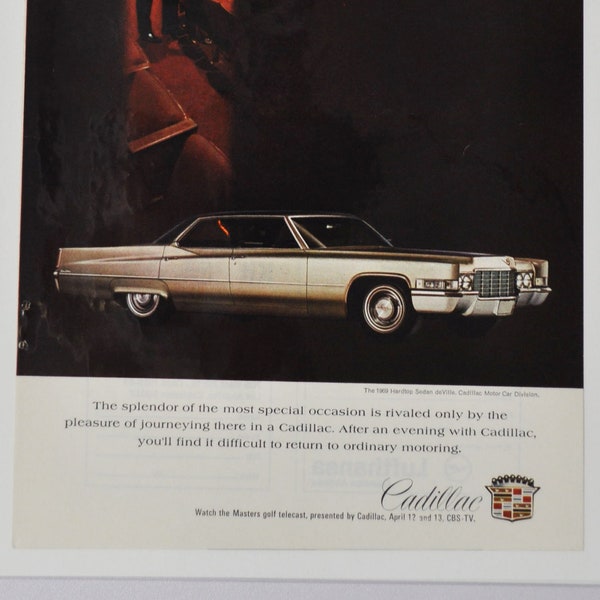 Annonce de voiture 1969 Cadillac Hardtop Sedan DeVille (société automobile classique vieille photo publicité brochure affiche concessionnaire pièces photo)