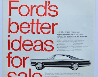 Large Car Ad 1968 Ford Sales Event (motor Company Classic Old